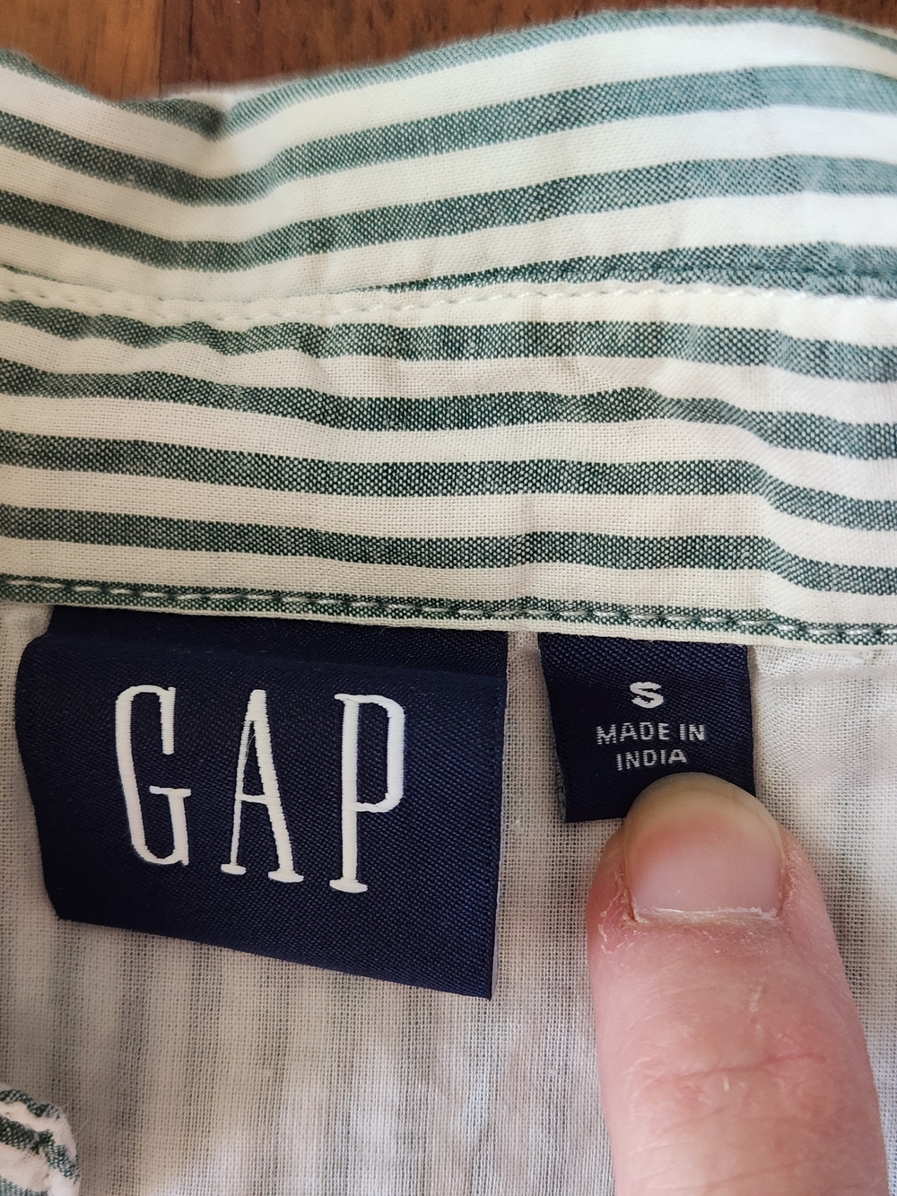 GAP Olive and White Mini Striped Tiered Shirtdress S - Picture 9 of 11